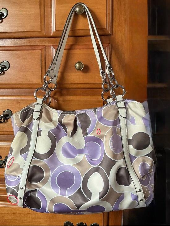 Coach Handbags - Coach OP Art Print Alexandra Lilac/Taupe Tote Like New